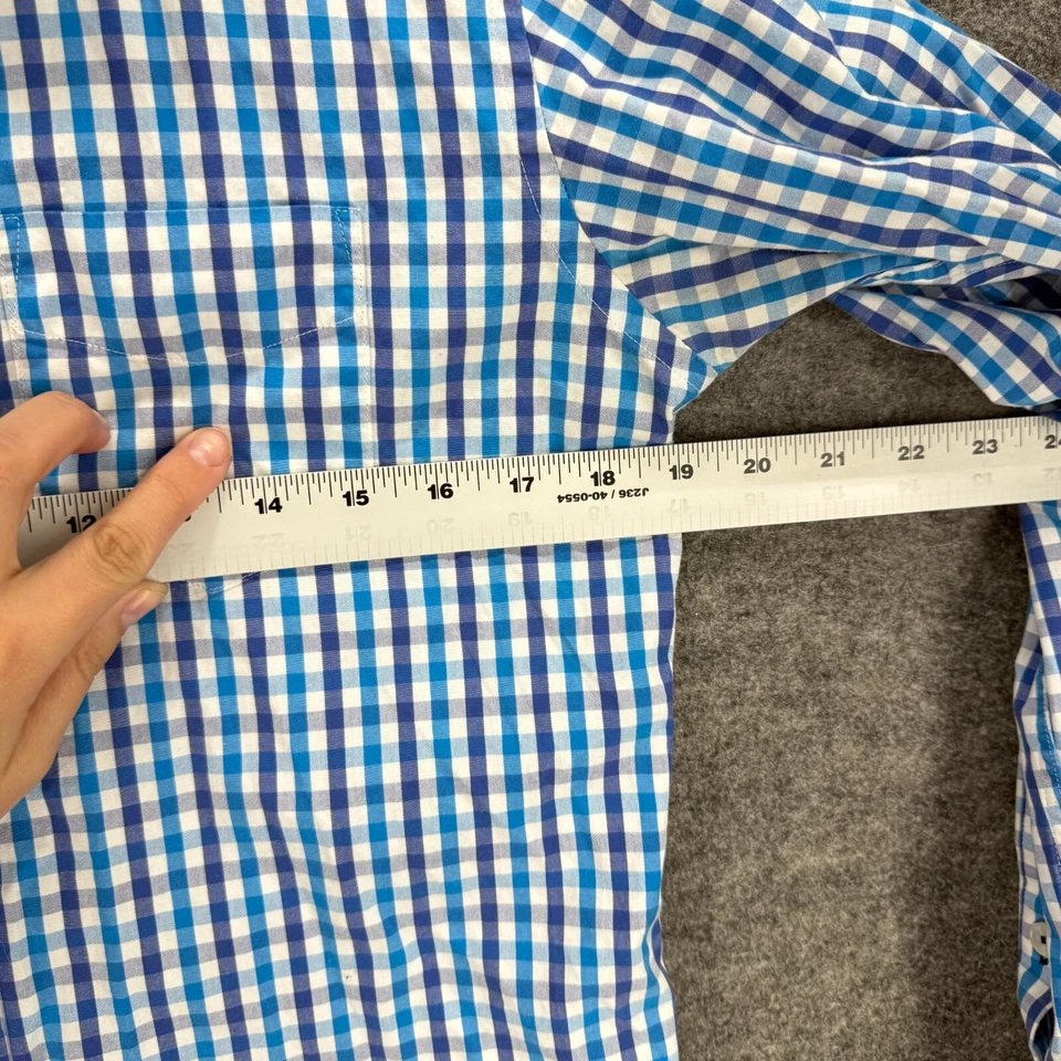 Untuckit Shirt Men S Small Blue Plaid Button Up Collared Long Sleeve Slim Fit - Image 4 of 4