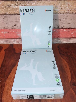 1000 Blatt DIN A4 Kopierpapier 2 X 500 Blatt, Blau, Maestro, Mondi