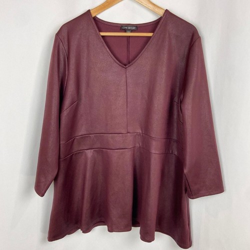 Lane Bryant Blouse Plus Size 22-24 Coated Stretch V-Neck Top Glam Minimalist - Picture 11 of 11