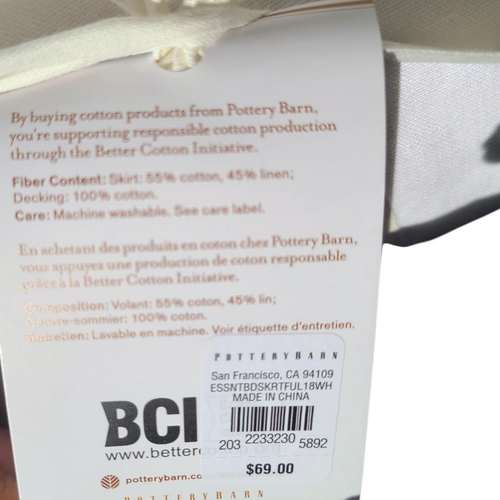 NEW Pottery Barn Essentials Linen Cotton Bed Skirt Full 18" DROP - Picture 7 of 7