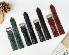 Crocodile Hornback Leather Watch Strap Genuine Crocodile Watch Band Men Handmade