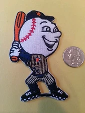 New York NY Mets Mr. Met vintage iron on embroidered logo patch 4" x  2" AWESOME