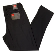 Quiksilver Slim Fit Expandable Waist  Black Stretch Tech Woven Pant Mens All SZ