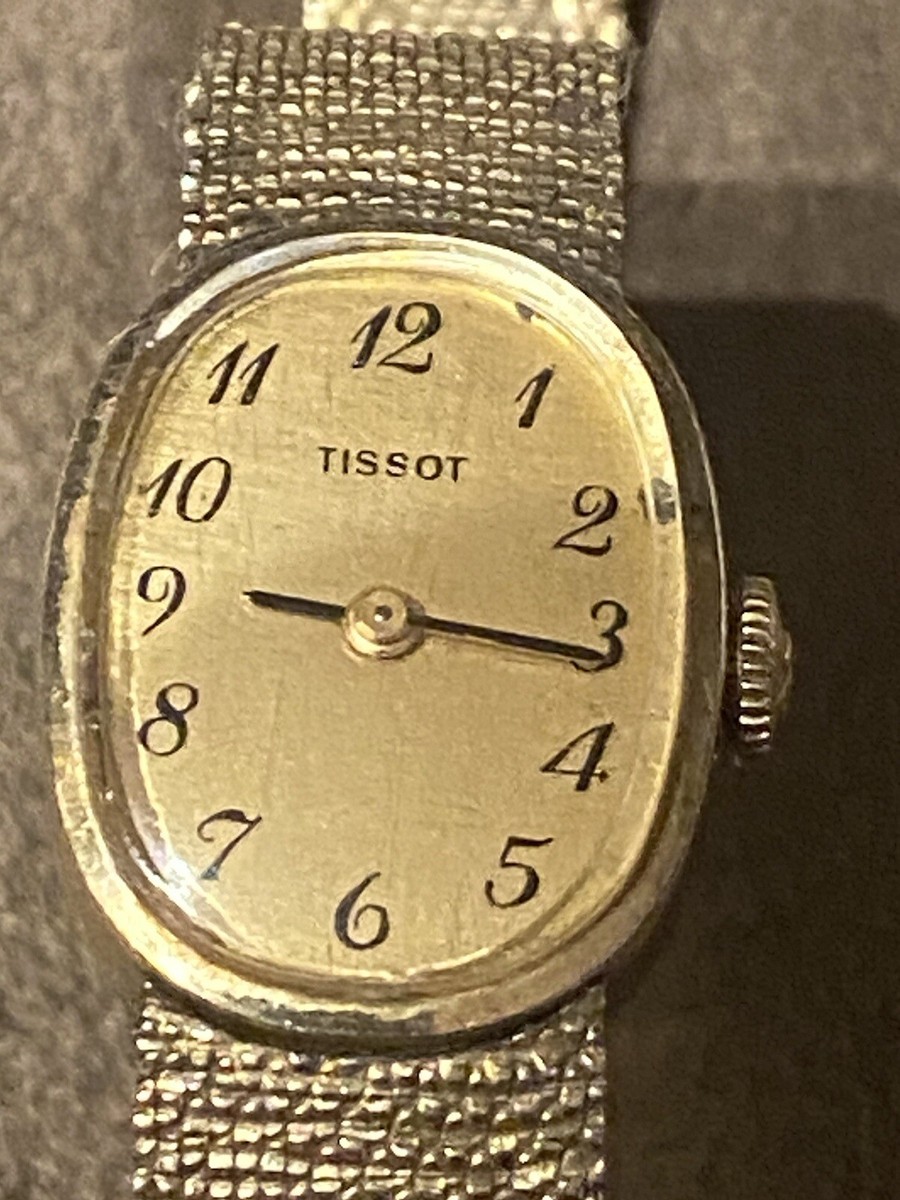 Tissot white 10k gold watch. Vintage TISSOT men main image 2
