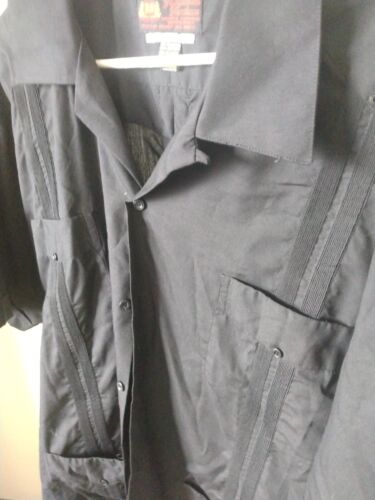 Guayabera Yucateca Shirt Mens 4XL Black Short Sleeve button up Made in Mexico - Picture 4 of 7