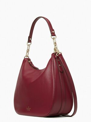 NWB Kate Spade Mulberry Vivian Burgundy Leather Hobo WKRU4138 $379 Dust Bag FS