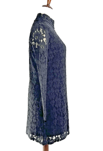 Vestido INC International Concepts Manga Larga Encaje Cuello Alto, Negro Talla L Pequeño - Imagen 7 de 15