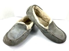 Ugg Australia Ansley Slippers Women 10 M Shoes Grey Suede Sheepskin Moccasin