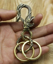 Solid Brass Keychains Pants Clip Hook Bag Car EDC Keyrings Key Holder