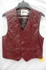 Vintage It's A Holiday Men's Leather Vest Size S Labeled Large Beautiful Color