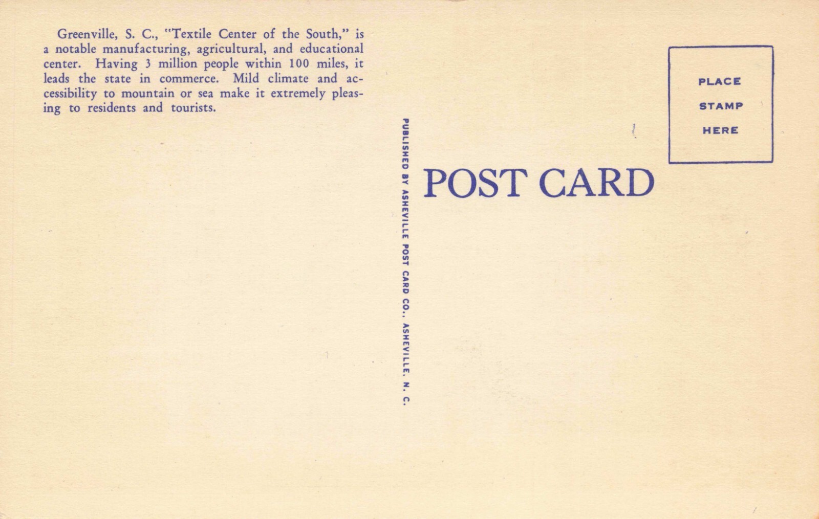 Postcard Textile Hall Center of the South Greenville South Carolina SC