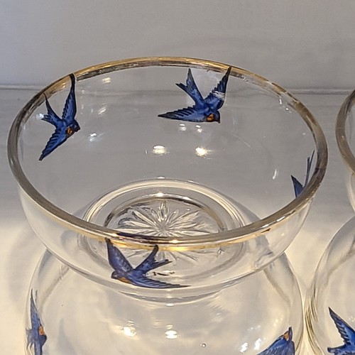 Antique Diamond's Bluebird," Diamond Glass Co Indiana, Set Of 4 Berry Bowls - Picture 13 of 21