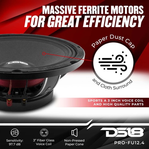 DS18 PRO-FU12.4 12" Mid High Loudspeaker Car Audio 1200 Watts, 600 RMS, 4 Ohms - Picture 3 of 9