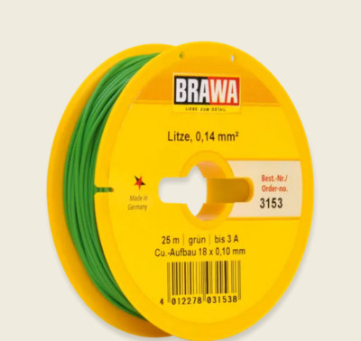 Brawa 3153 FB-Litze 0,14mm - grün  25-m Spule /Preis -0,22   pro 1 m