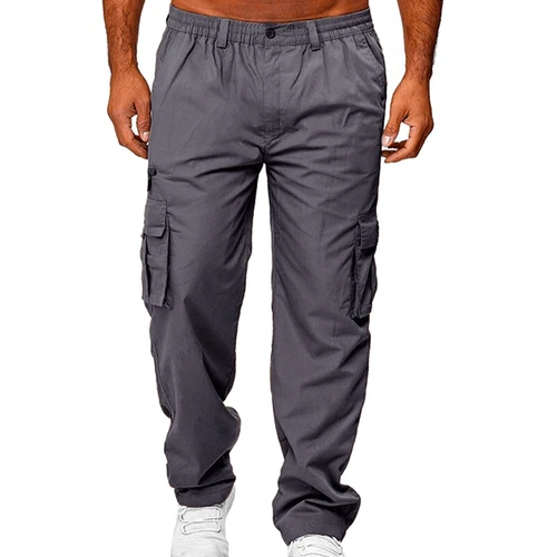 Mens Lightweight with Pockets Bottoms Men Leisure Elastic Waist Cargo Pants - Picture 8 of 47