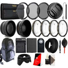 58mm Top Accessory Lens Kit + Replacement LP-E10 Battery for Canon DSLR Camera