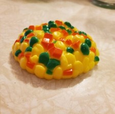Vintage Fisher Price Round Pile Veggies Peas Carrots Corn Plastic Play Food