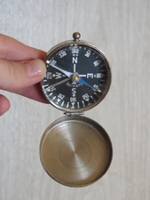 VTG German Made Field Pocket Compass WWII Era?? Silver Tone Metal READ
