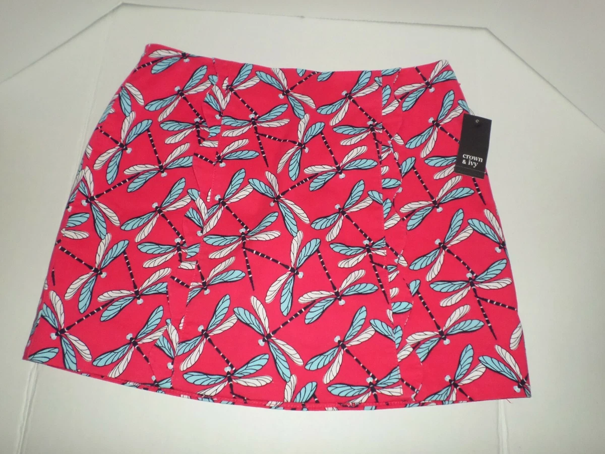 Crown Ivy Skort Skirt Dragonfly Print Women s Size 2 NWT Super