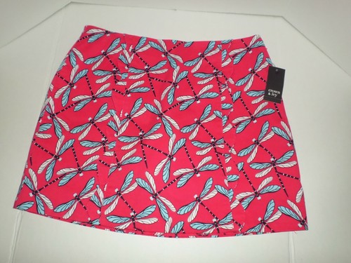 Falda corta Crown & Ivy estampado de libélula para mujer talla 2 nueva con etiquetas súper linda  - Imagen 1 de 4