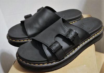 Dr Martens DAX Black Hydro Leather Slide Sandals 11 US Men