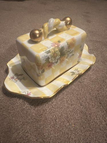 Mackenzie-Childs Honeymoon Yellow Dandy Lion Lemon Curd Covered Butter Dish - Picture 6 of 14