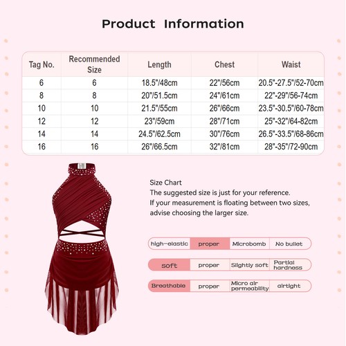 AU Kids Dance Active Leotard Modern Dress Class Girls Competition Costume Sheer - Picture 36 of 118