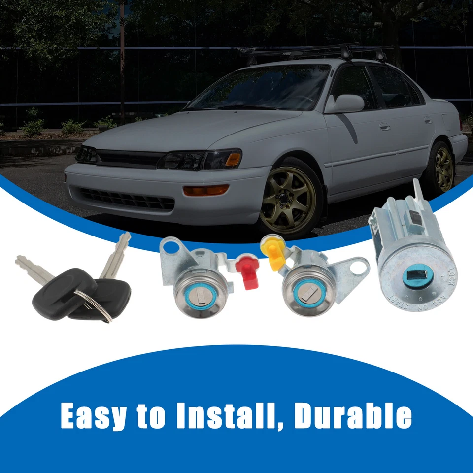 Juego de cilindros de encendido y cerradura de puerta para Toyota Corolla 1993 1994 1995 1996 1997 Foto 4 de 4