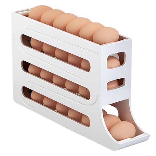 2/4 Tier Roll-Down Egg Dispenser Automatic Egg Storage Rack Kitchen Fefrigerator - Picture 13 of 17