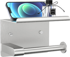 Brushed Nickel Toilet Paper Holder Wall Mount, Toilet Paper Holder with Shelf