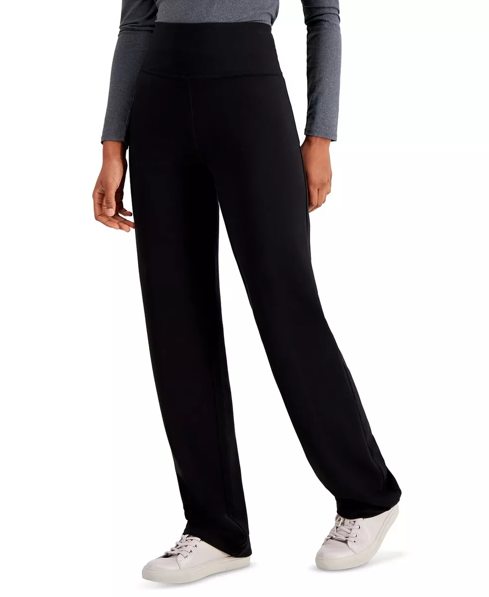 32 Degrees Heat High-Rise Wide-Leg Fleece Sweatpants - Black, XS