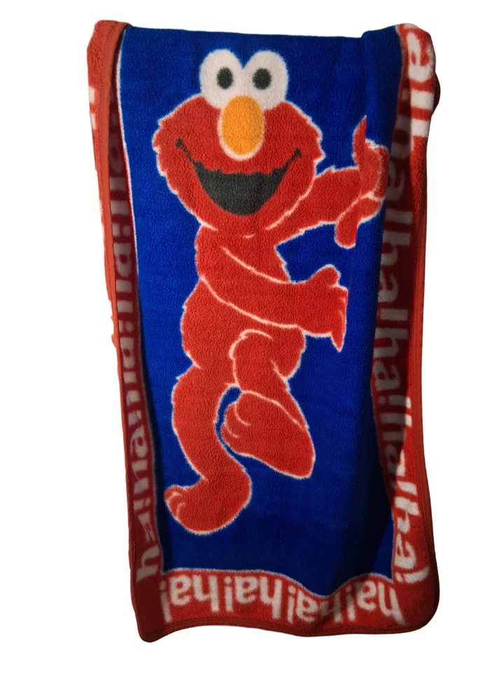 Manta polar vintage Sesame Street Elmo años 90 roja/azul 48” X 58” ¡Ha! Foto 2 de 3