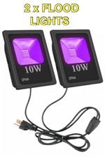    2 Pack 10W Ultraviolet LED UV Flood Light For Neon Blacklight Party Stage