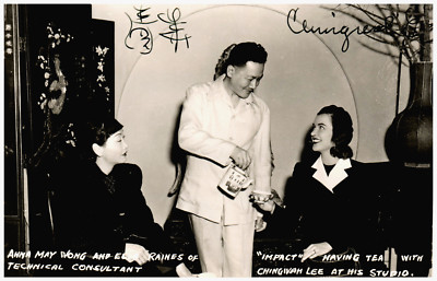 Postcard RPPC Chingwah Lee Ella Raines Impact Movie Having Tea