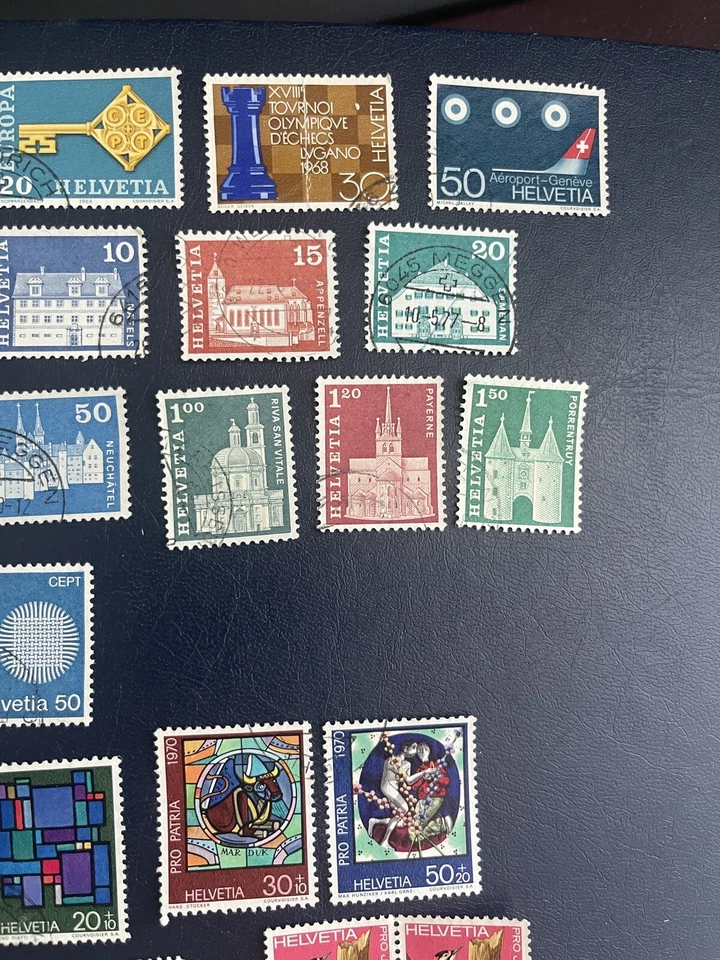 SWITZERLAND HELVETIA  1968-1970 CTO 6 Sets -25 Stamps, 2 Block Of 4,1 Block Of 2 - Image 3 of 4