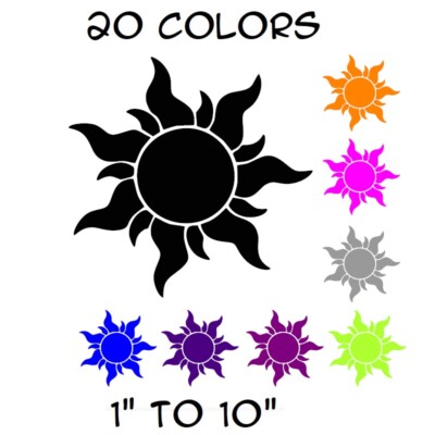 Tangled Sun Sticker Vinyl Decal - Rapunzel Symbol Car Window Bumper Wall Decor