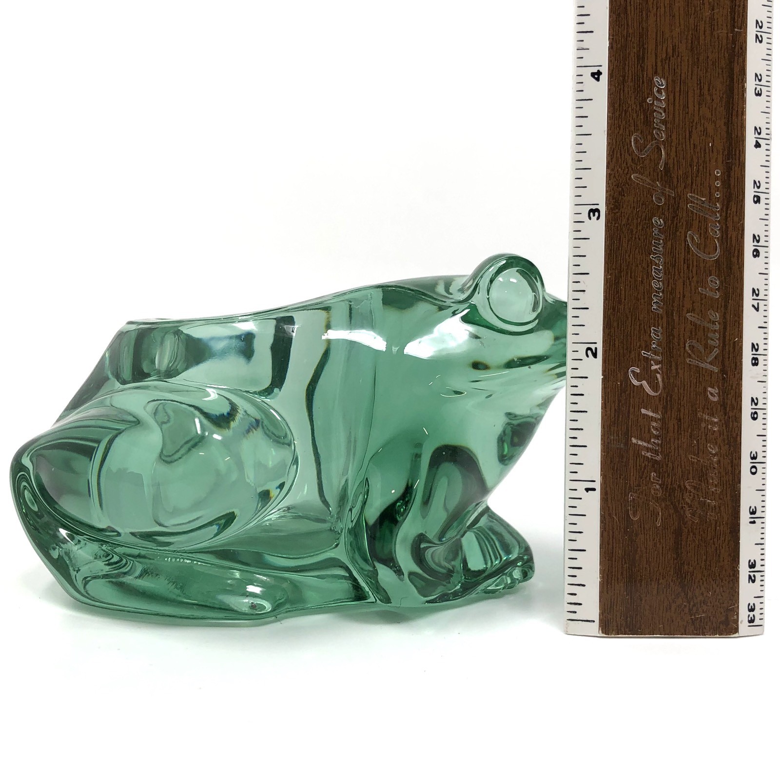 Vintage Indiana Glass Frog Votive Holder - Spanish Green 4.5" long 3" tall