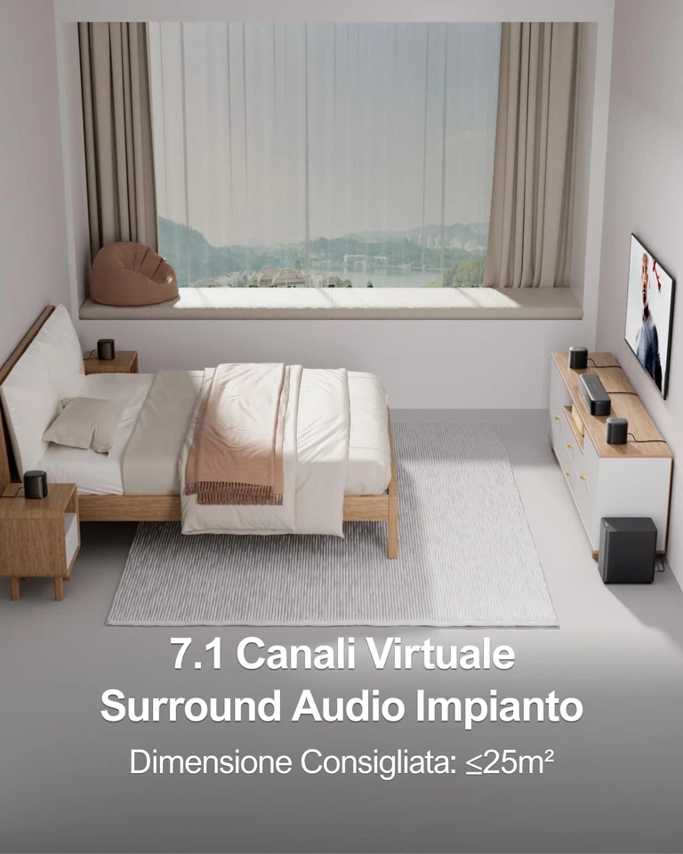 Soundbar TV, 7.1 Impianto Surround Virtuale per TV, Soundbar per TV con Impianto - Immagine 2 di 4