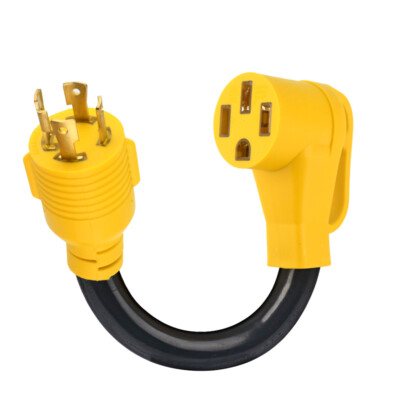 RV Plug Adapter Cord 4 Prong 30 Amp to 50 Amp for Generator to RV Trailer Camper