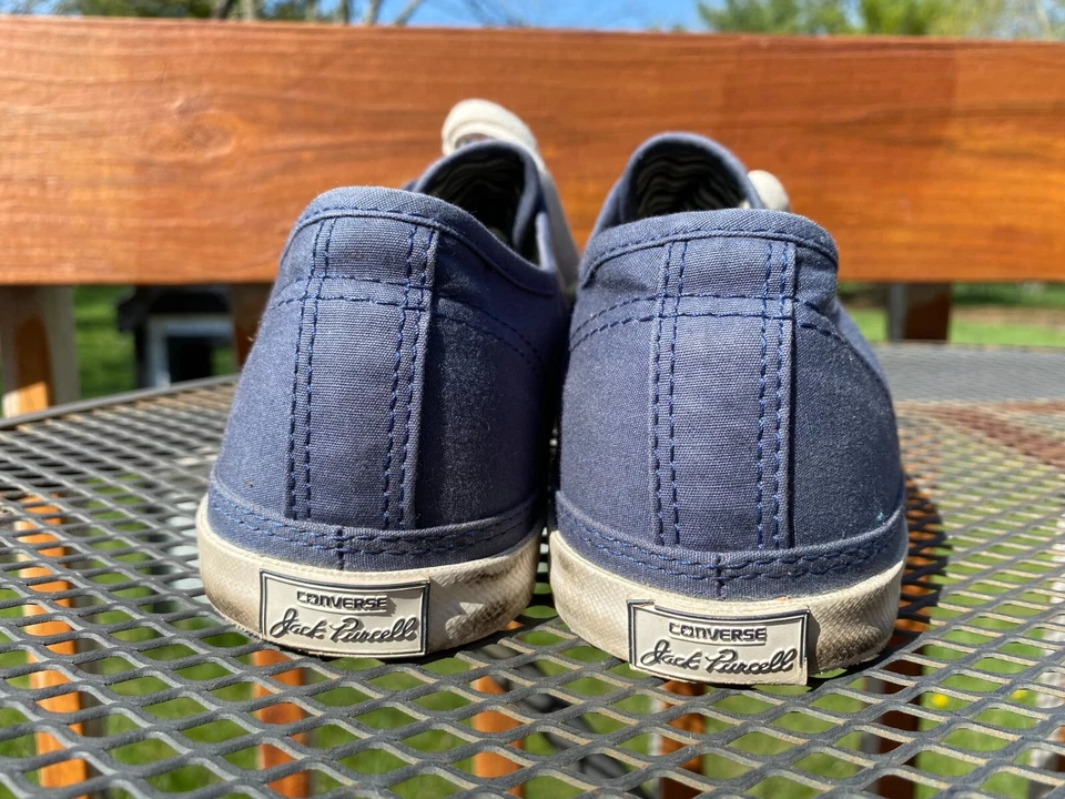 Converse Jack Purcell Blue Canvas Shoes 141995C Striped Lining Mens 7.5 - Image 4 of 4