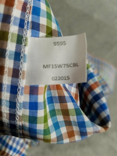 Camisa Peter Millar para hombre XL azul verde naranja a cuadros manga larga - Imagen 7 de 11