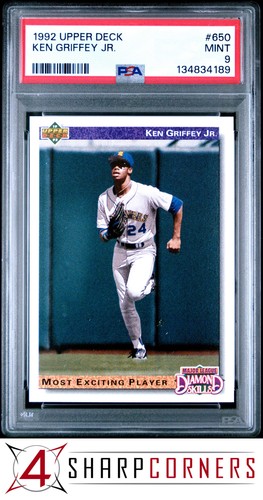 1992 UPPER DECK #650 KEN GRIFFEY JR. MARINERS HOF PSA 9
