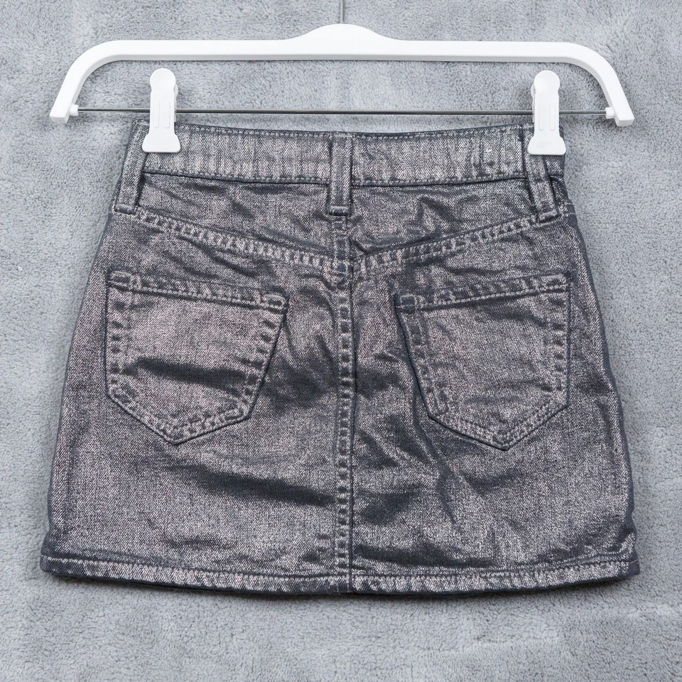 Minifalda vaquera metálica GAP KIDS cintura ajustable azul plata niñas talla 6 Foto 3 de 4