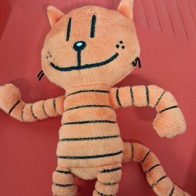 Orange Black Striped Cat Plush Stuffed Animal Toy, Small 6-14 in, Age 3+
