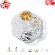 7 Styles 500PCS Earring Backs for Studs, Clear Plastic Hypoallergenic Metal Rubb