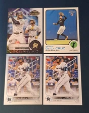 (4) Bryan De La Cruz 2022 Topps Chrome Rookie Card #216 + Topps #22 RC Braves