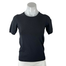Ann Taylor Women's Black Crew Neck Short Sleeve Slim Sweater Tee T-Shirt Top XS