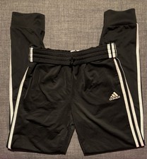 Adidas Sweatpants Youth Sz L 14 16 Black White 3 Stripes Side Pockets