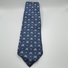 Vineyard Vines Martha  s Vineyard Blue  White Hockey Boy  s Silk Tie 3.25  x50  