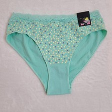 VTG Sears Metaphor Seamless Stretch Nylon Bikini Panty Size Lg Green Dots